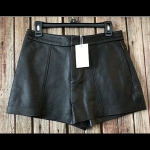 Frame Black Leather Shorts 27